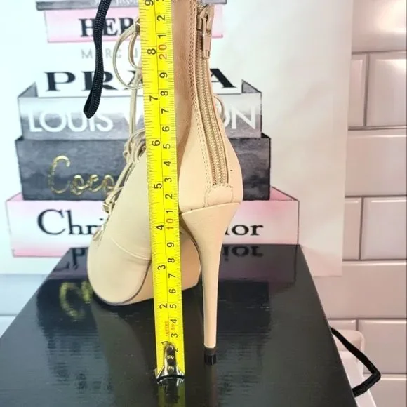 Liliana Lace-Up Heels Cream & Gold - Picture 5 of 5